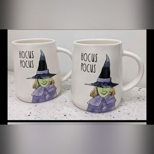 Set of 2 HOCUS POCUS HTF Rae Dunn Mugs with Green Face Witch  New 2022